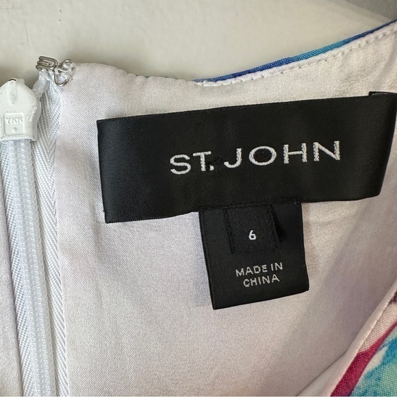 St. John Sleeveless Watercolor Floral Midi floral Dress size 6 - Picture 7 of 13